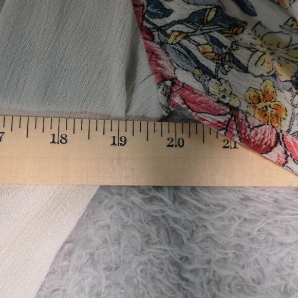 Billabong Blouse Womens Small Floral Long Sleeve Beachy Boho Peasant Gauzy - Picture 5 of 13